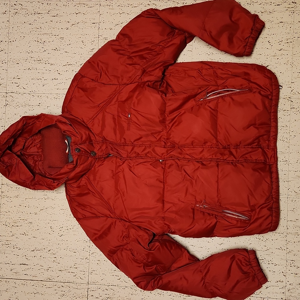 Tommy Hilfiger Red Down Filled Full Zip Puffer Winter Jacket Vintage Y2K